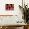 Vrouw - Microfoon - Neon tuinposter los doek klein -sfeer7
