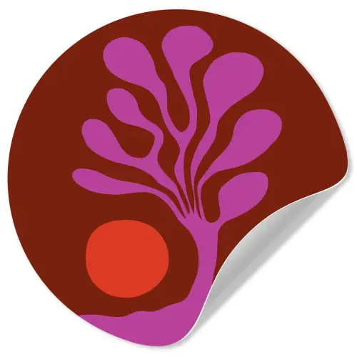 Boom - Paars - Cirkel - Vloeiend Wandcirkel behangsticker klein -3d