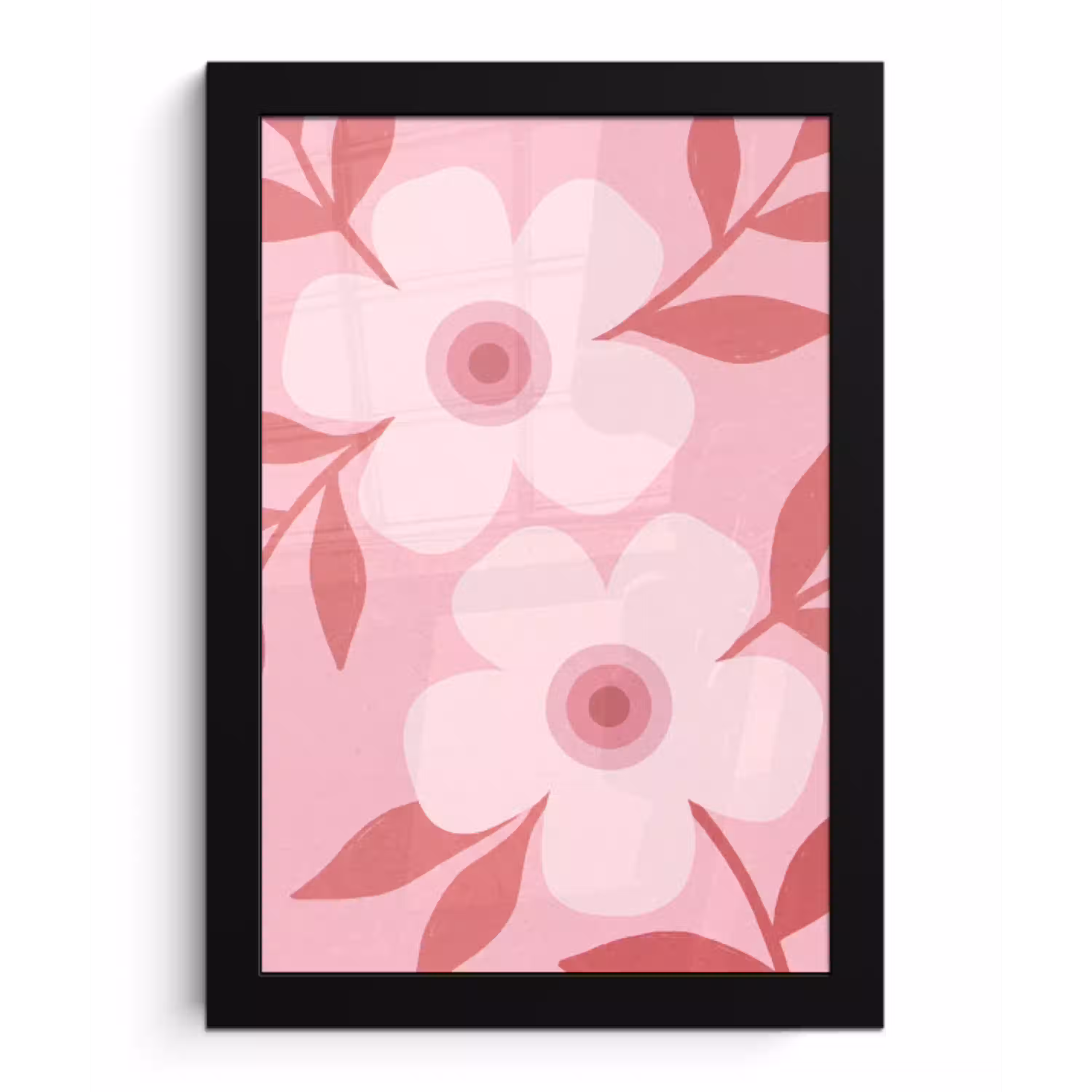 Bloemen - Abstract - Modern - Roze - Natuur fotolijst zwart zonder passe partout klein -3d