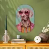 Hond - Overhemd - Bloemen - Bril Wandcirkel Ovaal Forex klein -sfeer2