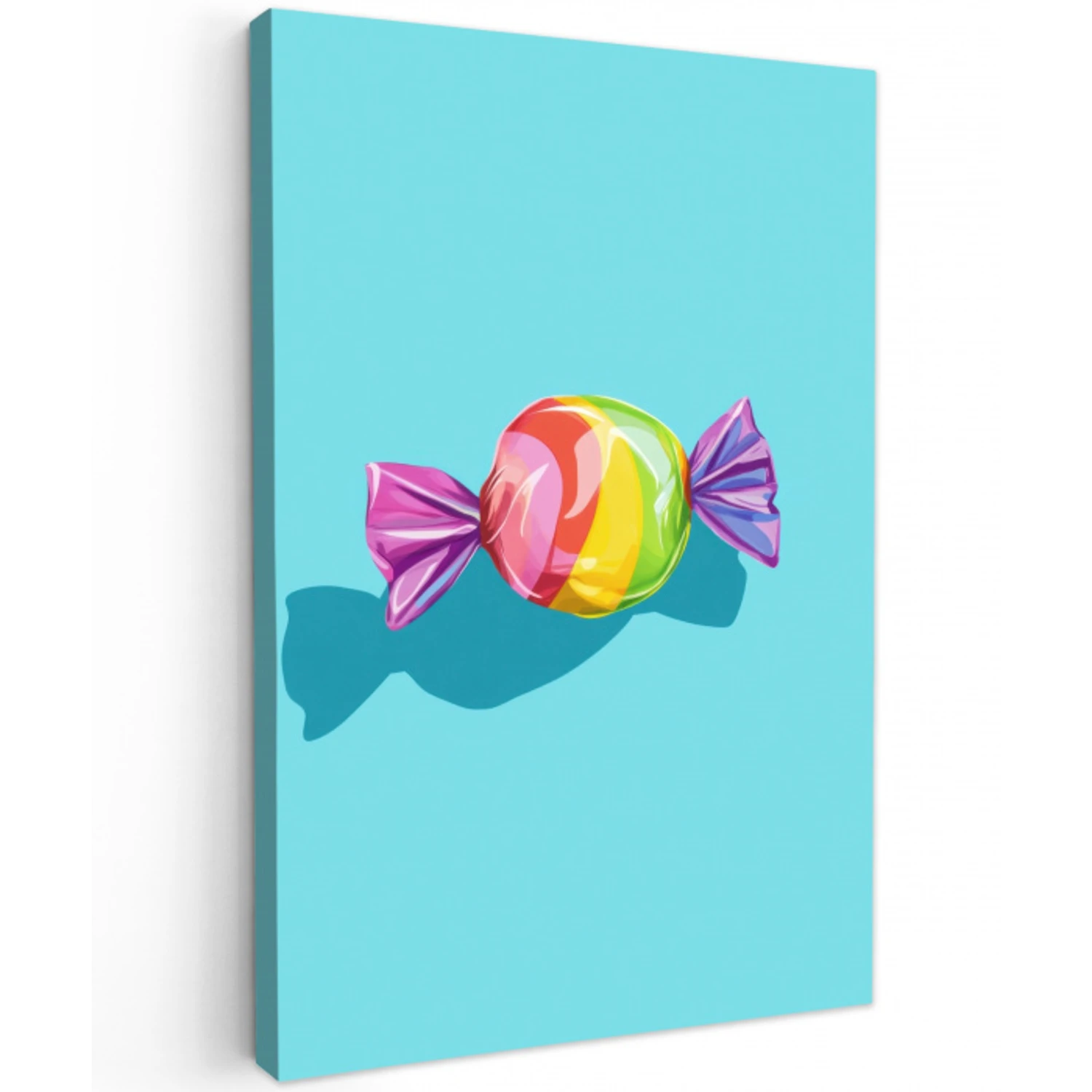 Blauw - Snoep - Regenboog Tuinposter op houten frame 2 cm dik middel -3d