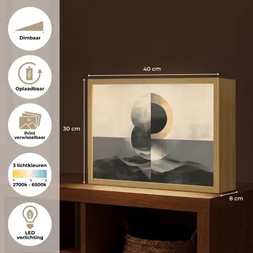 Cirkels - Schaduw - Abstract Light Box met batterij (Wandlamp) middel -USP_websiteoverzichtNL