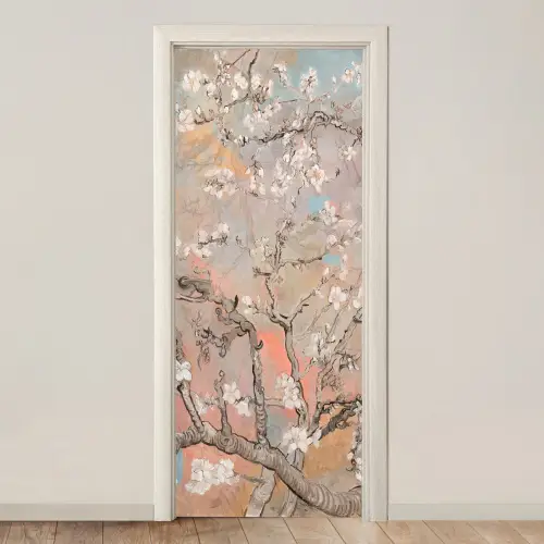 Amandelbloesem - Kunst - Van Gogh - Pastel deurposter klein -3d_beige