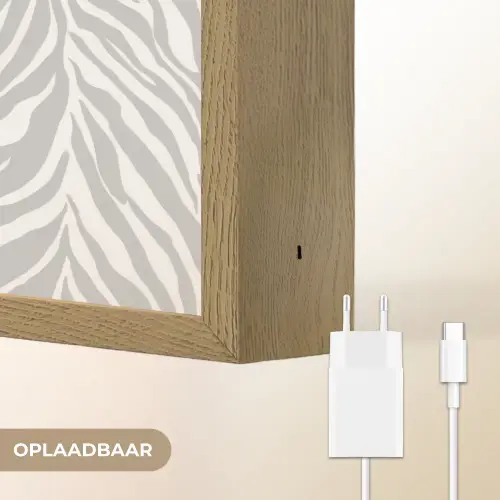 Zebra - Motief - Grijs Light Box met batterij (Wandlamp) middel 907 -USP_websiteoplaadbaarNL