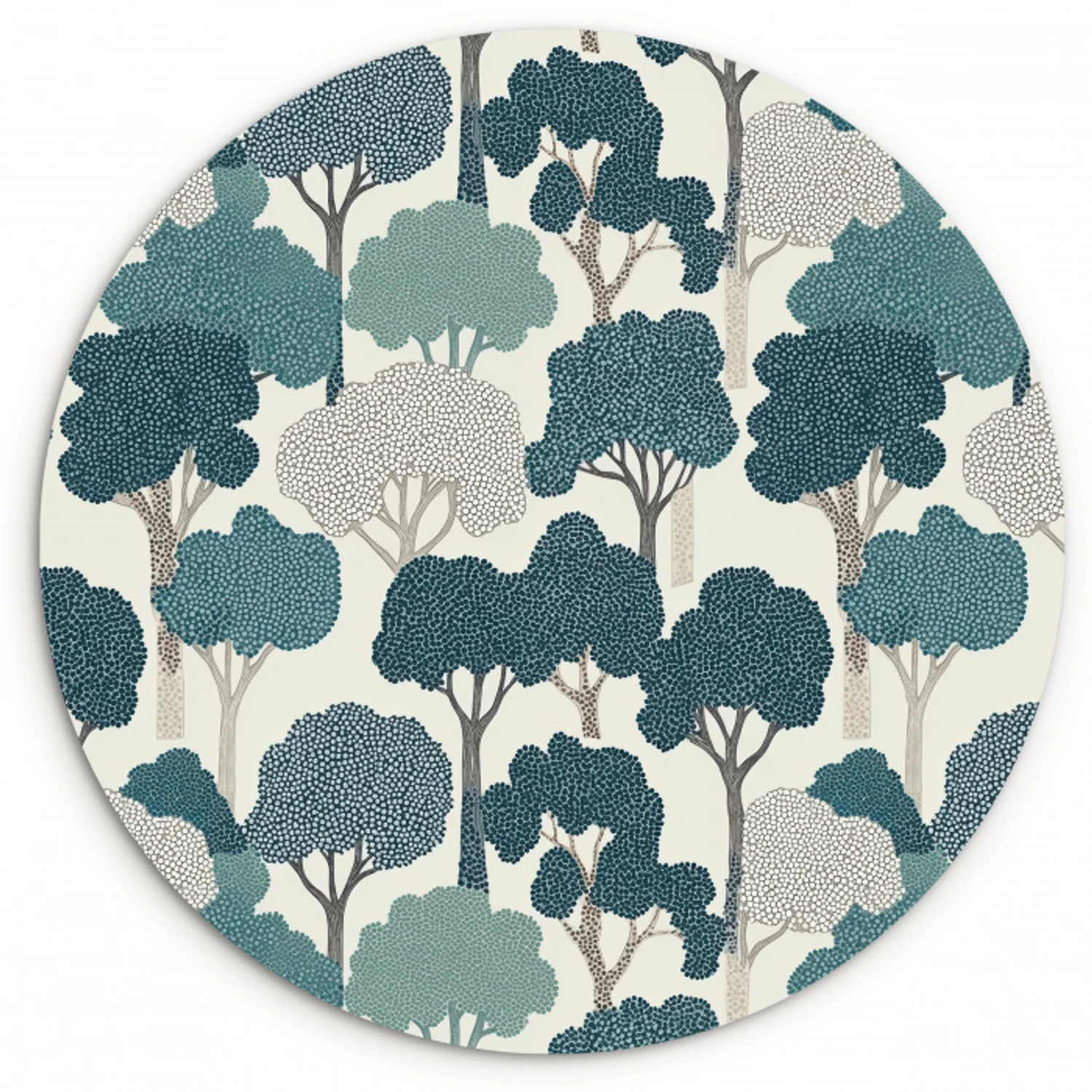 Modern - Bomen - Bos - Patroon - Blauw Wandcirkel kunststof plaat 5mm dik klein 188 -3d