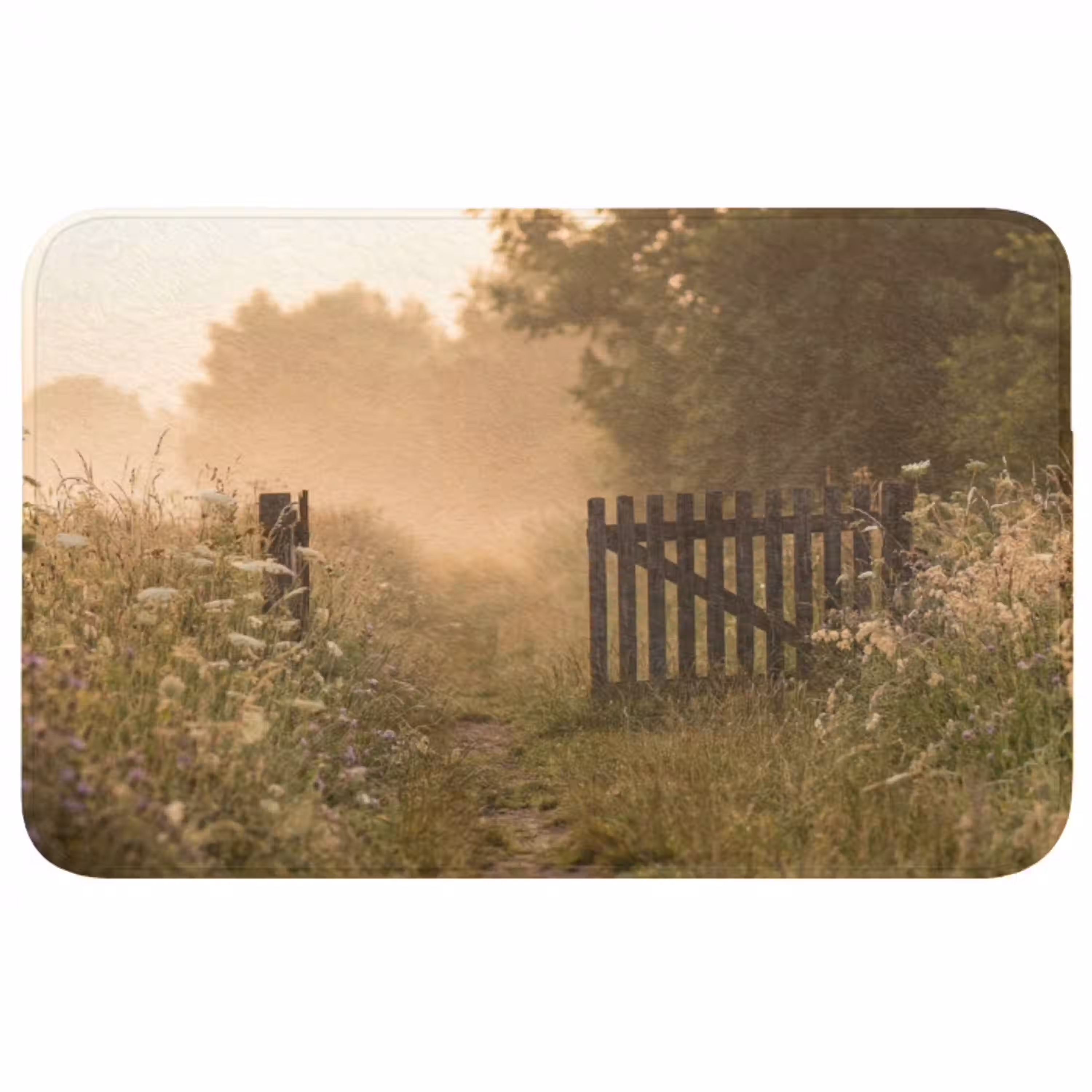 Hek - Natuur - Mist - Veld Badmat middel -3d