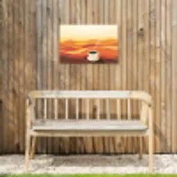 Koffie - Landschap - Oranje - Koffiebonen Tuinposter op houten frame 2 cm dik klein -sfeer4