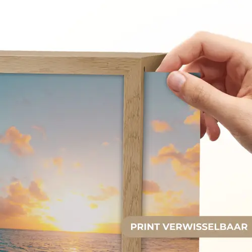 Zonsondergang - Strand - Zee - Zomer - Blauw Light Box met batterij (Wandlamp) middel -USP_websiteprintNL