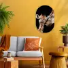 Giraffe - Dieren - Zwart - Portret - Dieren Wandcirkel Ovaal Forex klein -sfeer4