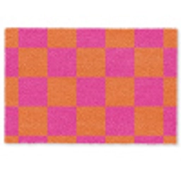 Schaakbord print - Oranje - Roze - Blokjes Deurmat klein -zkaufland3d