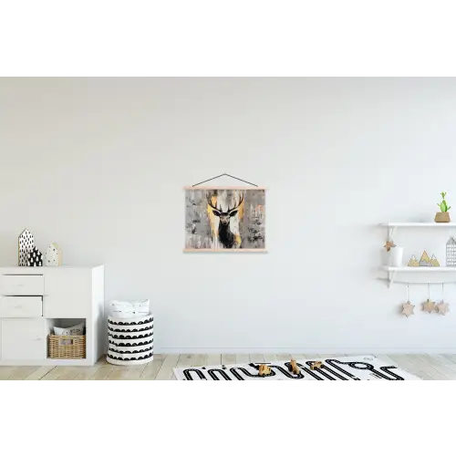Abstract - Hert - Gewei - Goud textielposter latten blank klein -kinderkamer