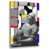Collage - Mondriaan - Melkmeisje Textielframe zilver middel -3d