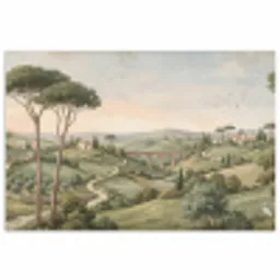 Landschap - Heuvels - Zandpad - Groen poster papier klein -3d