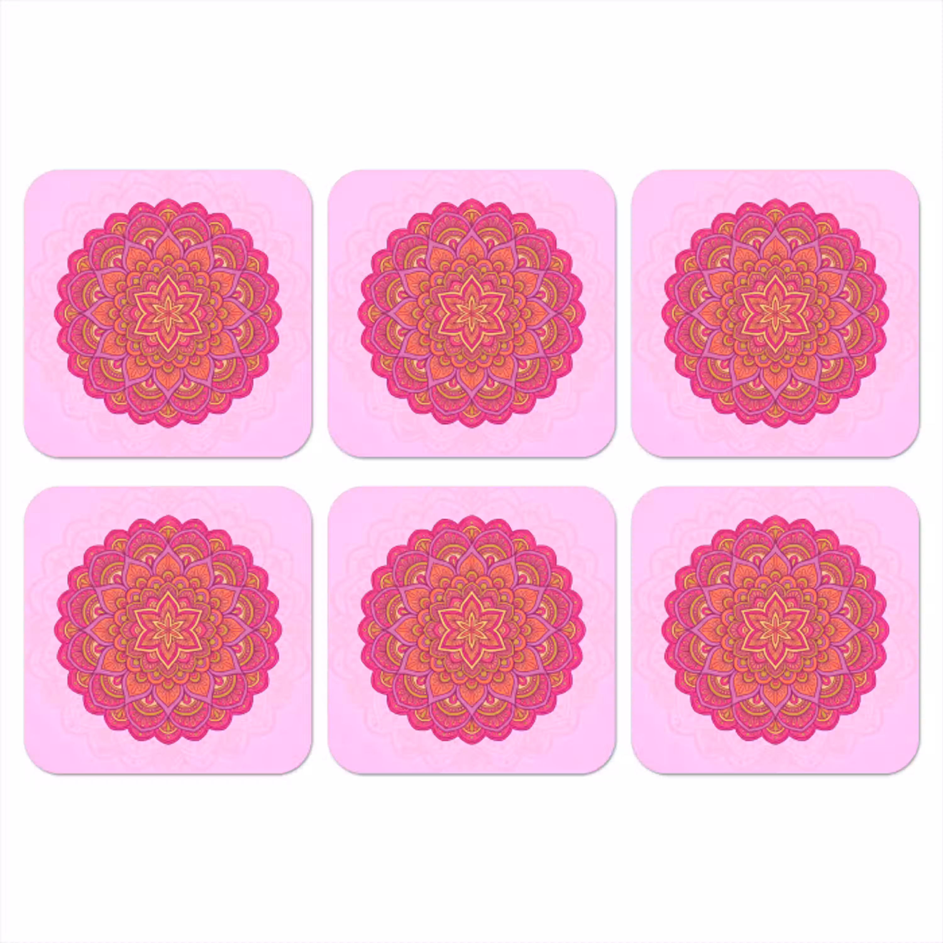 Mandala - Cirkel - Spiritueel - Oosters - Roze onderzetter kurk middel -3d
