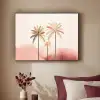 Palmbomen - Heuvels - Minimalistisch - Zachtroze Textielframe - compleet frame klein -sfeer1