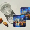 Skyline Toronto - Modern - Stadslicht - Blauw onderzetter kurk middel -sfeer4