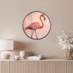 Flamingo - Water - Roze Fotolijst rond zonder passe partout klein -sfeer3