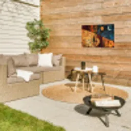 Silhouetten - Abstract - Zon - Maan Tuinposter op houten frame 2 cm dik klein -sfeer2