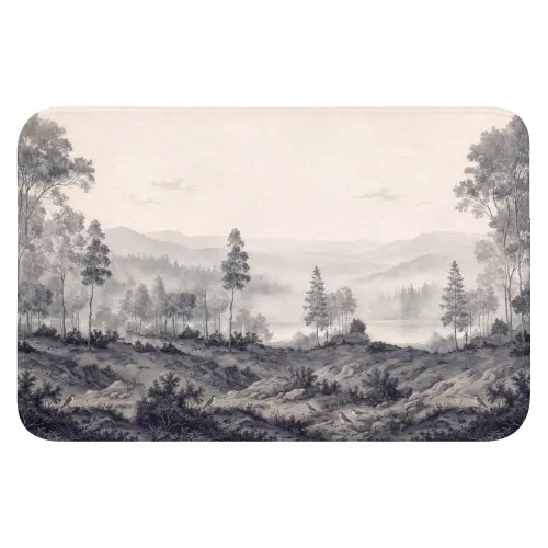 Mistig - Berglandschap - Illustratie Badmat klein -3d