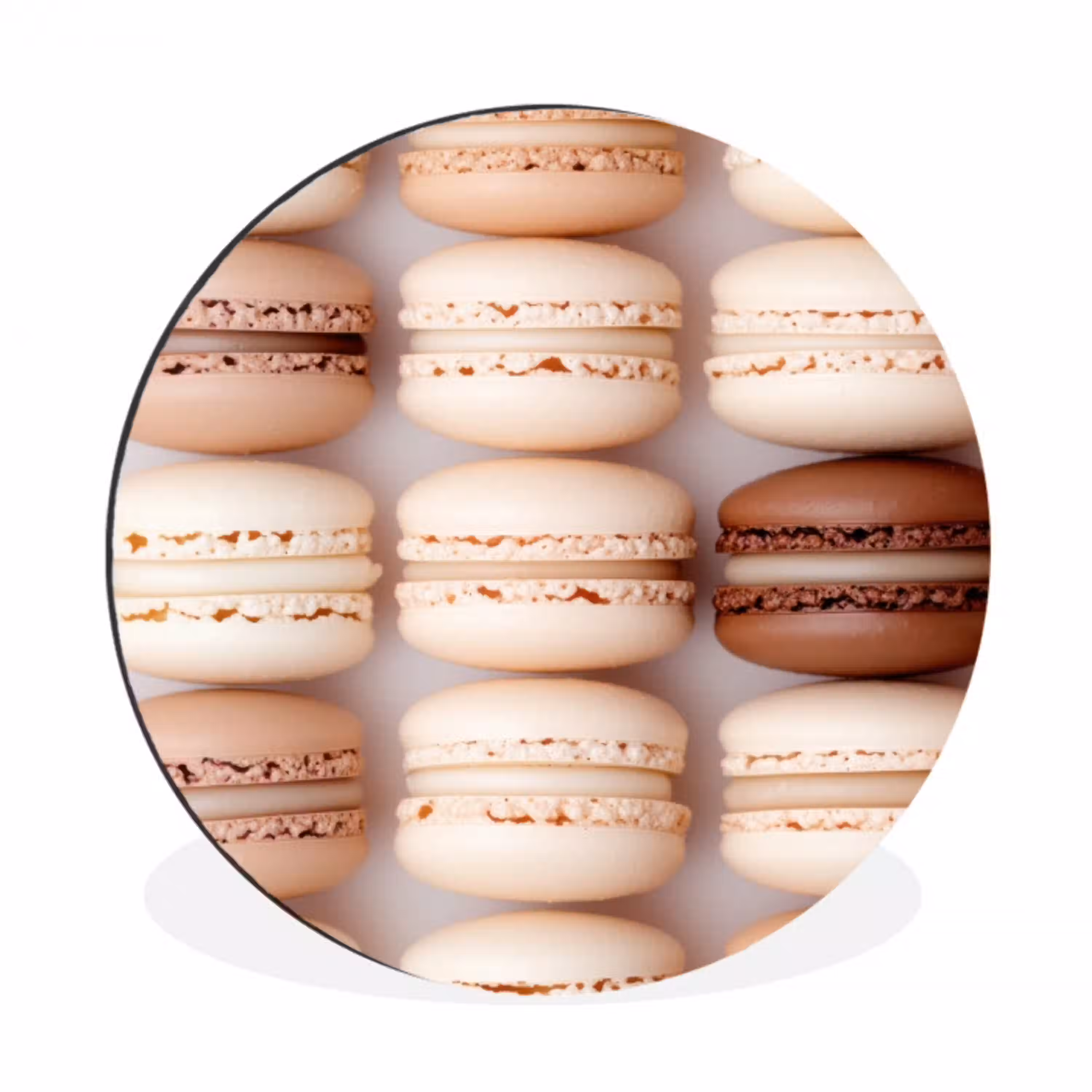 Macarons - Beige - Bruin Wandcirkel aluminium klein -3d