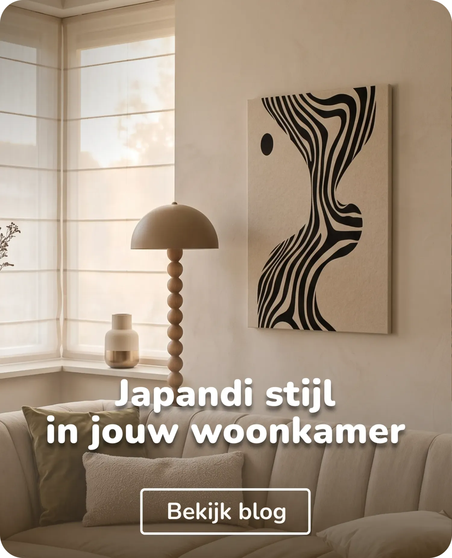 japandi canvas in woonkamer