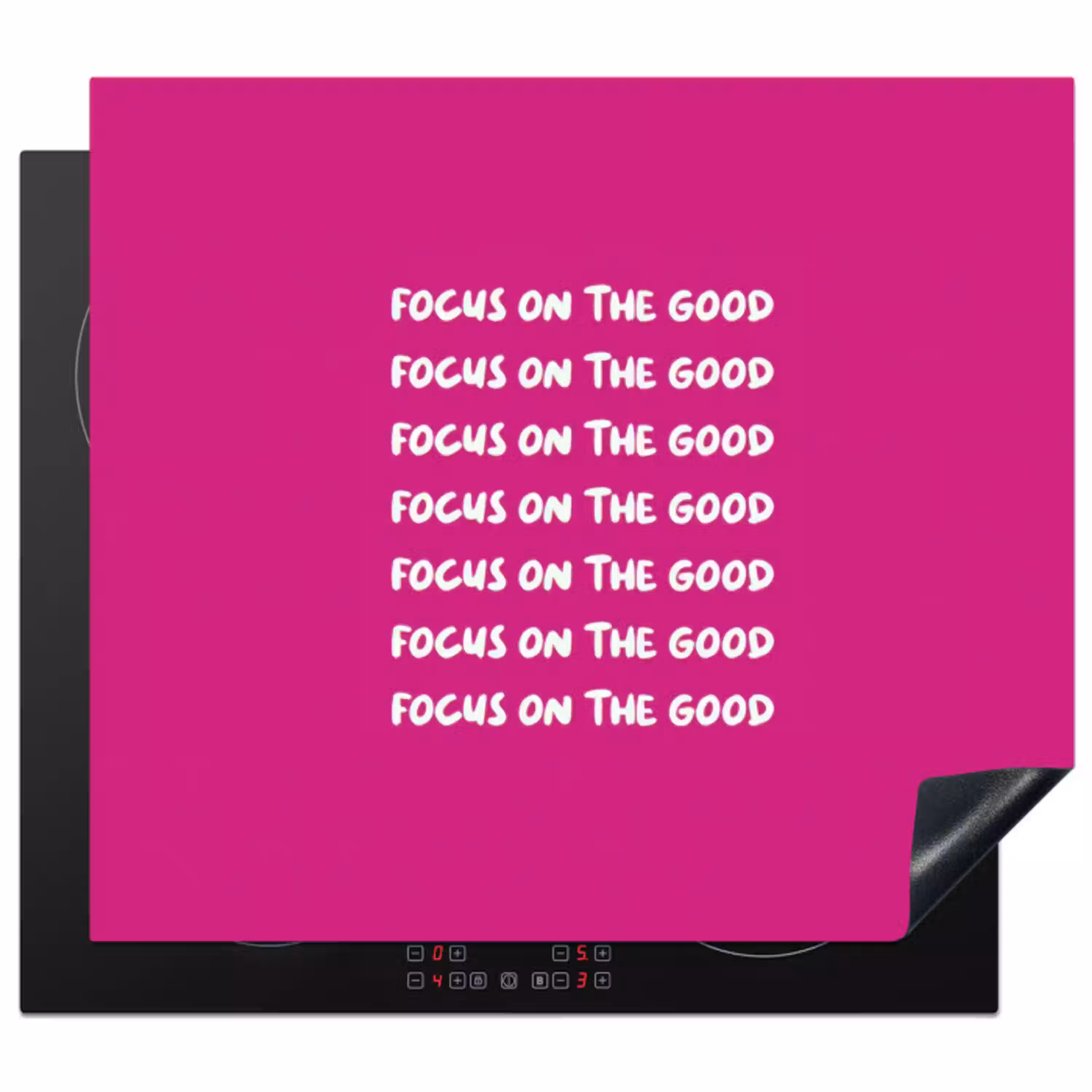 Focus on the good - Roze - wit Inductie beschermer vinyl 3mm middel -3d