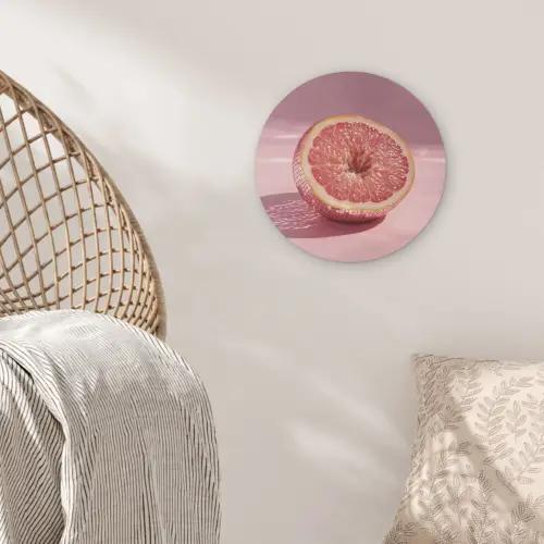 Grapefruit - Roze - Disco - Shiny Akoestische PET Vilt - Rond klein -sfeer4