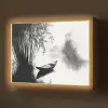 Boot - Rivier - Bamboe - Wit Light Box met batterij (Wandlamp) middel -z3d_website