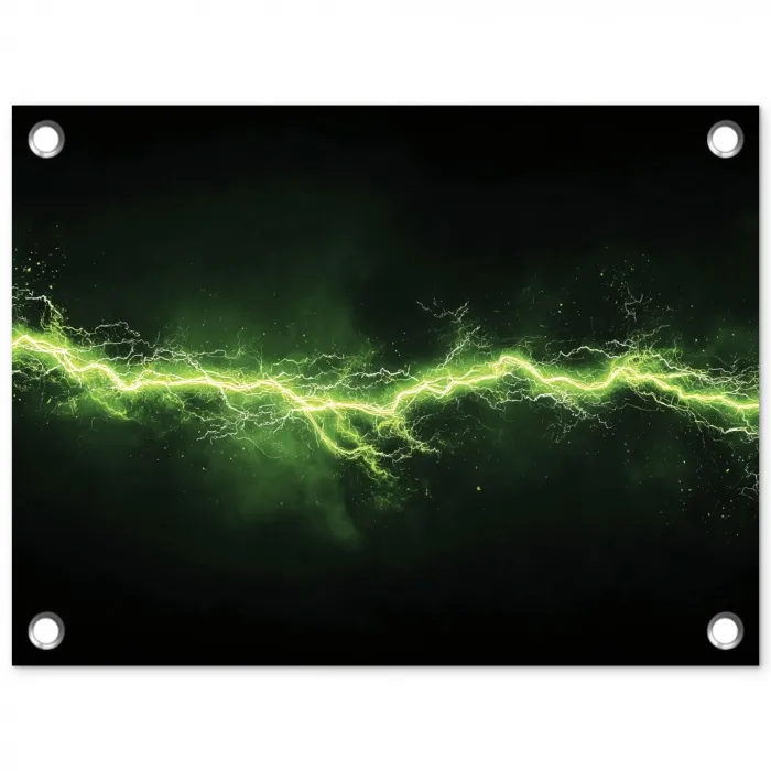 Gaming - Elektriciteit - Lijn - Vonken - Groen tuinposter los doek klein -3d