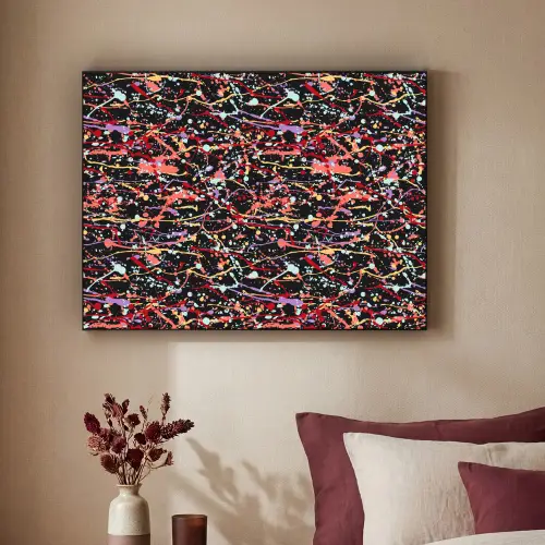 Spat - Abstract - Waterverf - Zacht Textielframe - compleet frame klein 947 -sfeer1