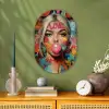 Vrouw - Kauwgom - Graffiti - Love Wandcirkel Ovaal Forex klein -sfeer2