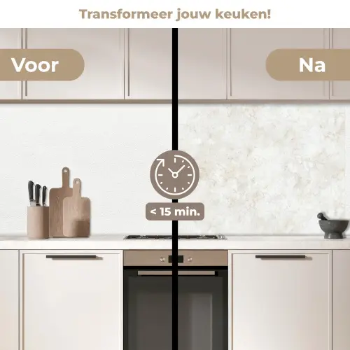 Beige - Marmer - Aders keuken achterwand 2 middel 871 -voor-na2_NL