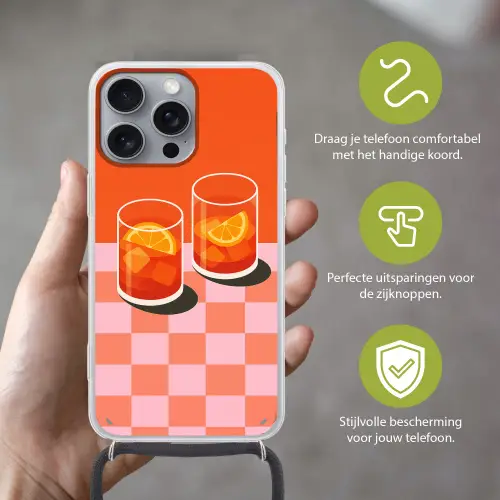 Sinaasappel - Glazen - Oranje Hoesje iPhone 16 Pro Max met koord klein -sfeer2_NL