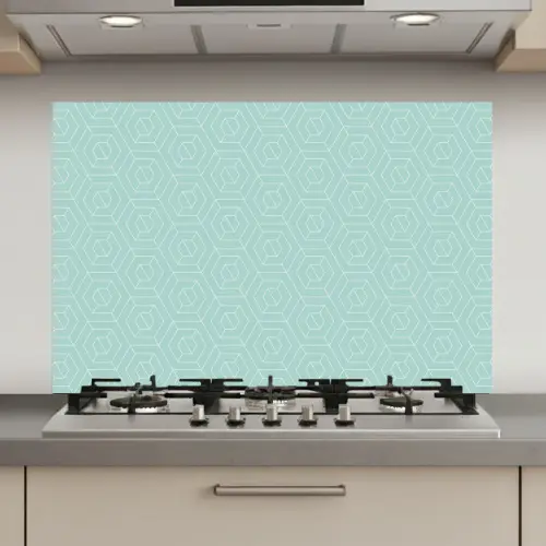 Turquoise - Patroon - Lijnen keuken achterwand spatscherm klein 900 -3d_website