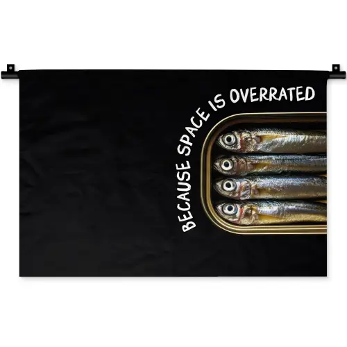 Sardines - Tekst - Vis - Blik Wandkleed katoen klein -zz3d