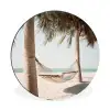 Hangmat - Palmbomen - Strand - Zee Wandcirkel aluminium klein -3d