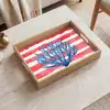 Koraal - Verfstructuur - Rood - Blauw Dienblad Rechthoek middel -sfeer1