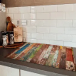 Kleurrijk Verweerd Hout Inductie beschermer vinyl 3mm klein -sfeer3