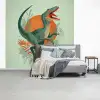 Dino - Bladeren - Grafisch - Groen fotobehang vinyl groot -slaapkamer