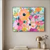 Bloemen - Schilderij - Natuur - Botanisch Textielframe zwart klein -sfeer2