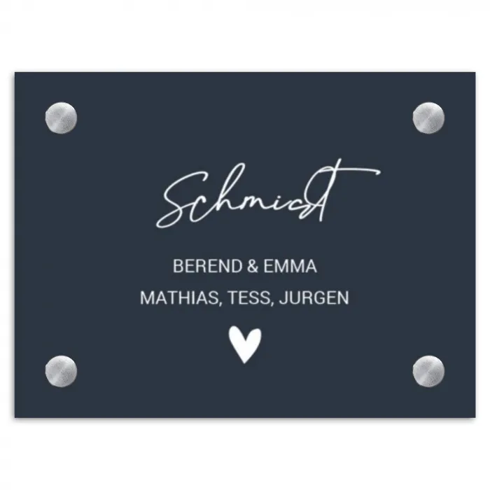 Effen blauw - Sierlijk Naambord Rechthoek middel -3d