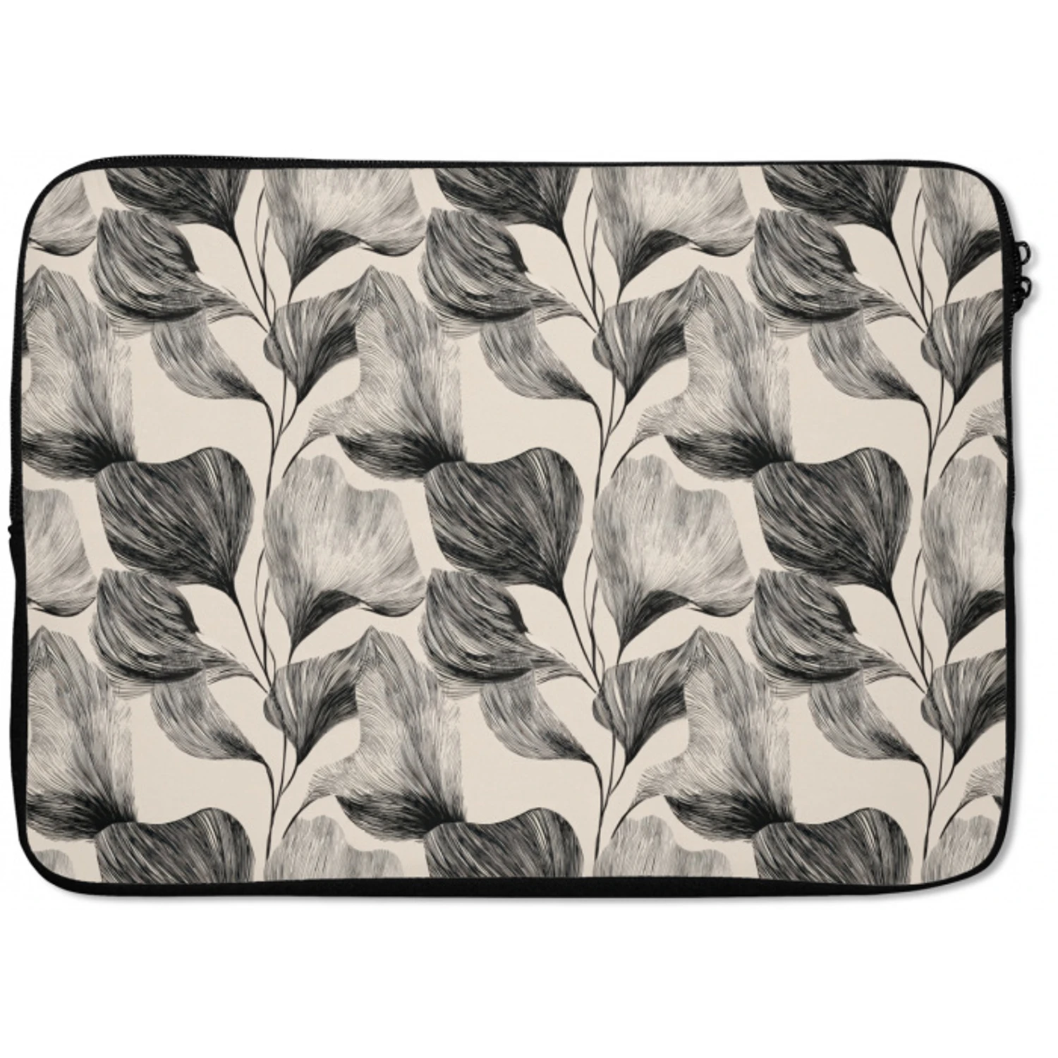 Botanisch - Bladeren - Zwart laptophoes neopreen klein 279 -zkaufland3dotto