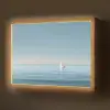 Zeilbootje - Kalme zee - Helderblauwe hemel Light Box met batterij (Wandlamp) middel -z3d_website