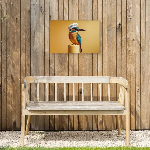 Ijsvogel - Pilaar - Koksmuts - Vogel Tuinposter op houten frame 2 cm dik klein -sfeer4