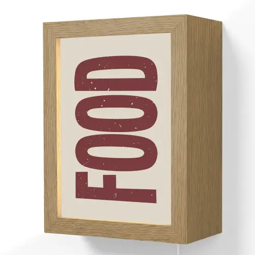 Eten - Japandi - Rood - Decoratie Light Box met kabel (Wandlamp) klein -3d