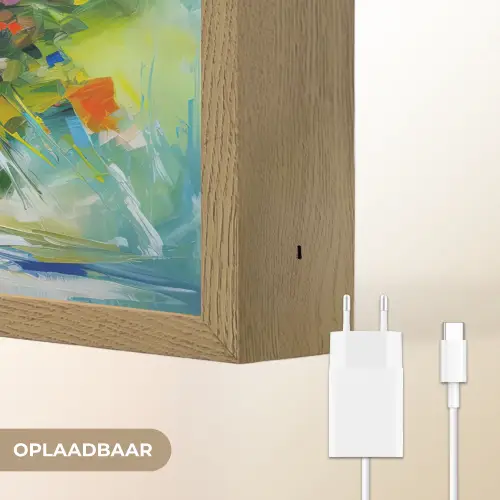 Bloemen - Kleurrijk - Bloempot - Olieverf Light Box met batterij (Wandlamp) middel -USP_websiteoplaadbaarNL