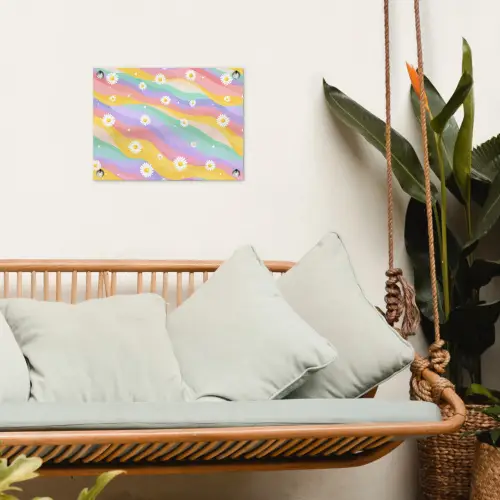 Madeliefjes - Kleurrijk - Pastel - Vrolijk tuinposter los doek klein -sfeer7
