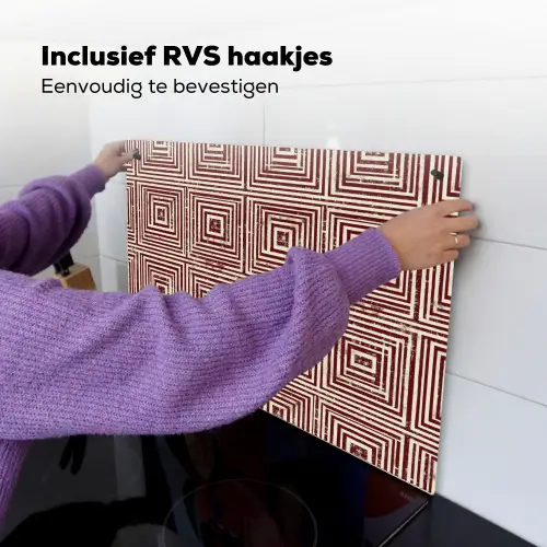 Geometrisch - Patroon - Rood Inductie beschemer met haakjes klein 777 -ky-ophangen-nl