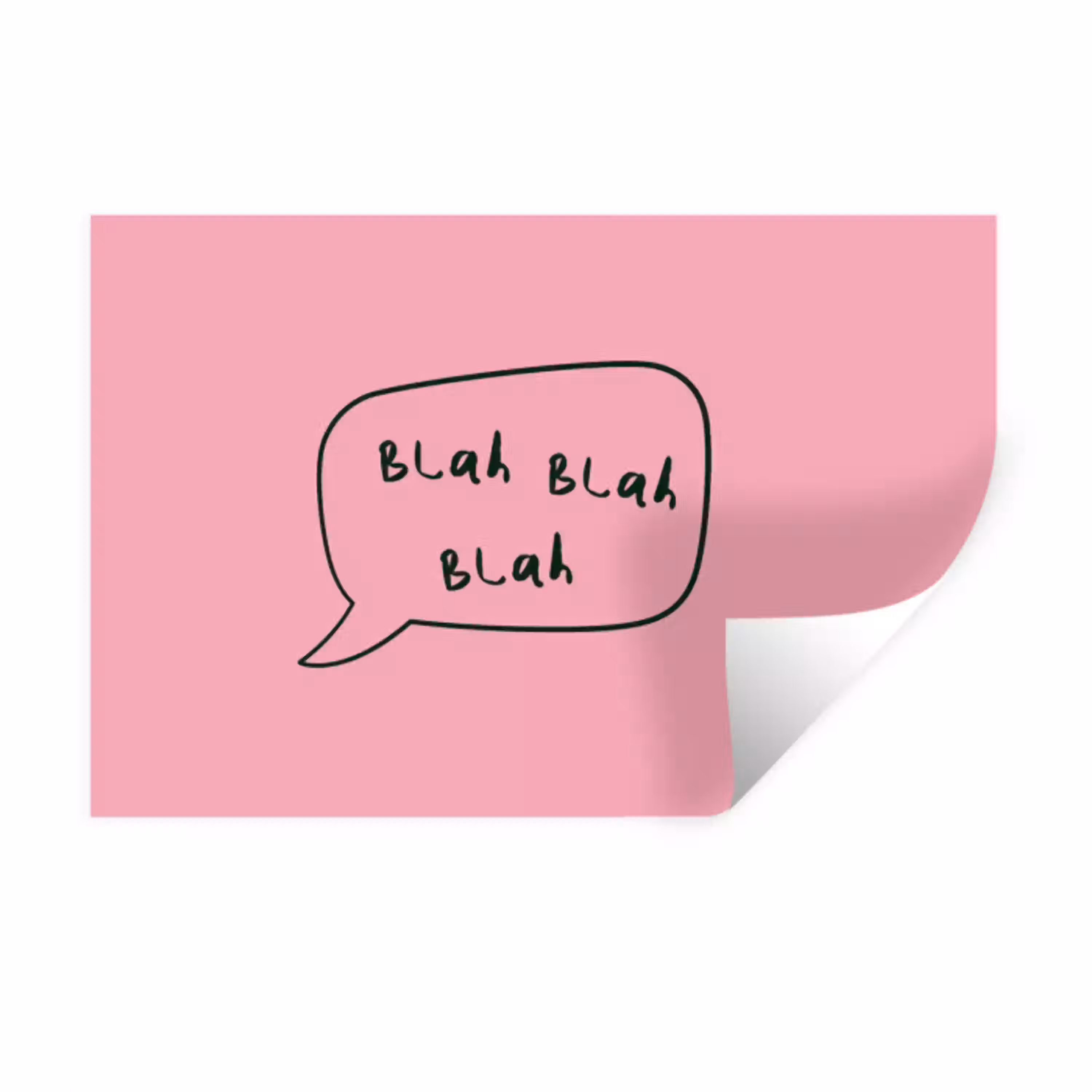 Tekstwolkje - BLAH BLAH BLAH - Roze Muursticker klein -3d