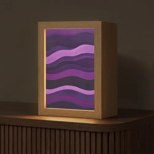 Lijnen - Golven - Paars - Abstract Light Box met kabel (Tafellamp) klein -z3d_website